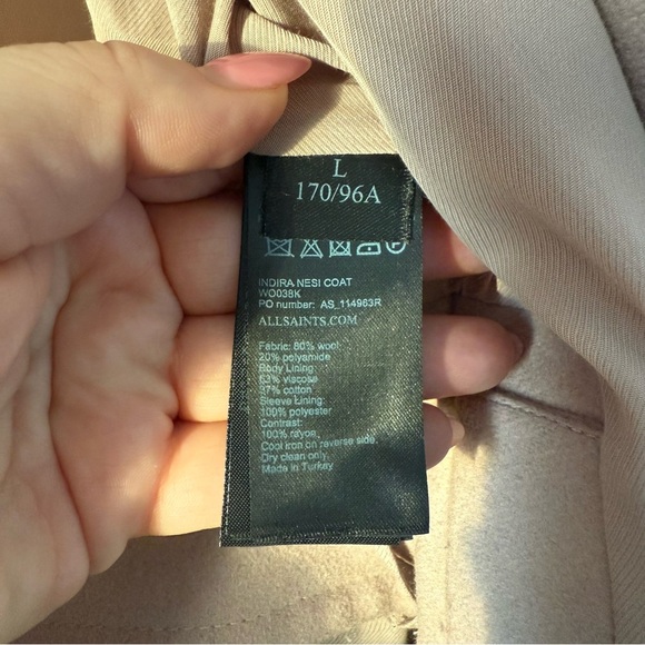 AllSaints blush pink Indira Nesi wool belted wrap coat - Large - Picture 12 of 14